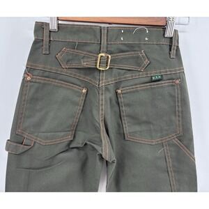 Vintage Ely Mens Buckle Back Jeans Dark Green Denim 26x32 Retro Cinch Back
